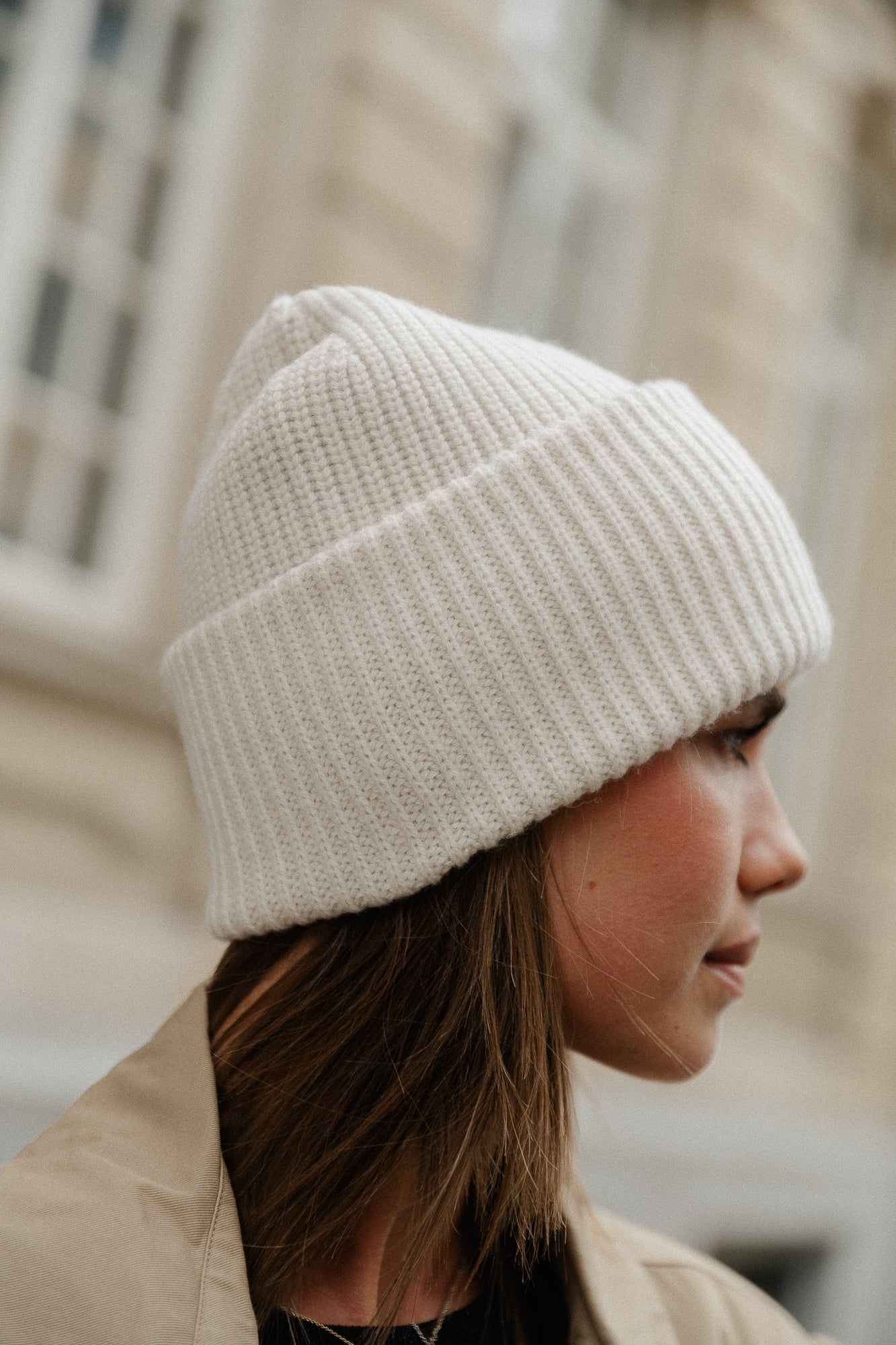 SLFMary knit wool beanie sandshell melange