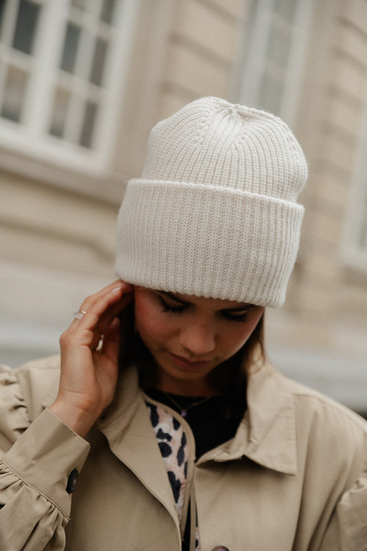 Les Jumelles SLFMary knit wool beanie sandshell melange