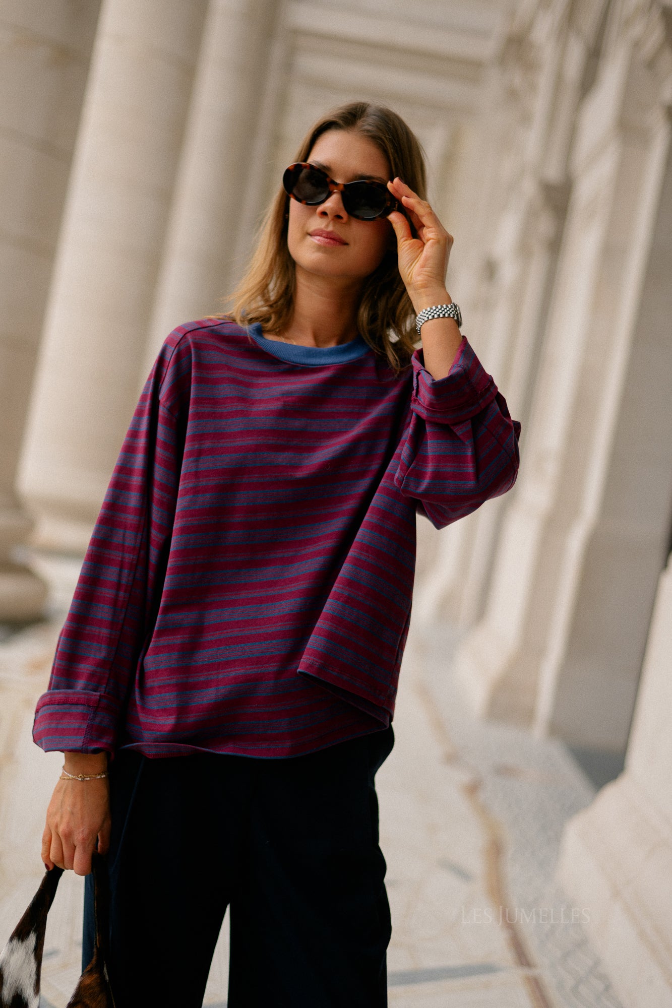 Estelle striped T-shirt blue/burgundy