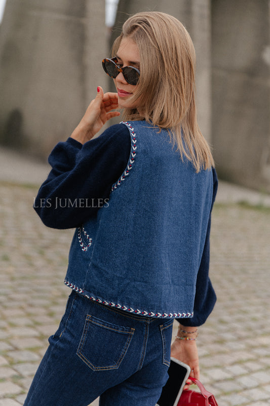 Les Jumelles Gilet Vitali jeans bleu