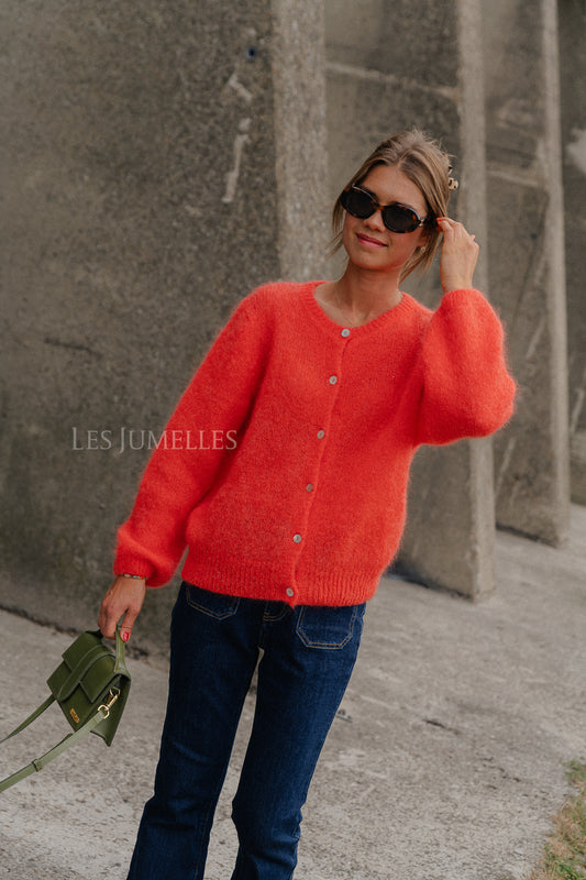 Les Jumelles Charlie cardigan hot coral