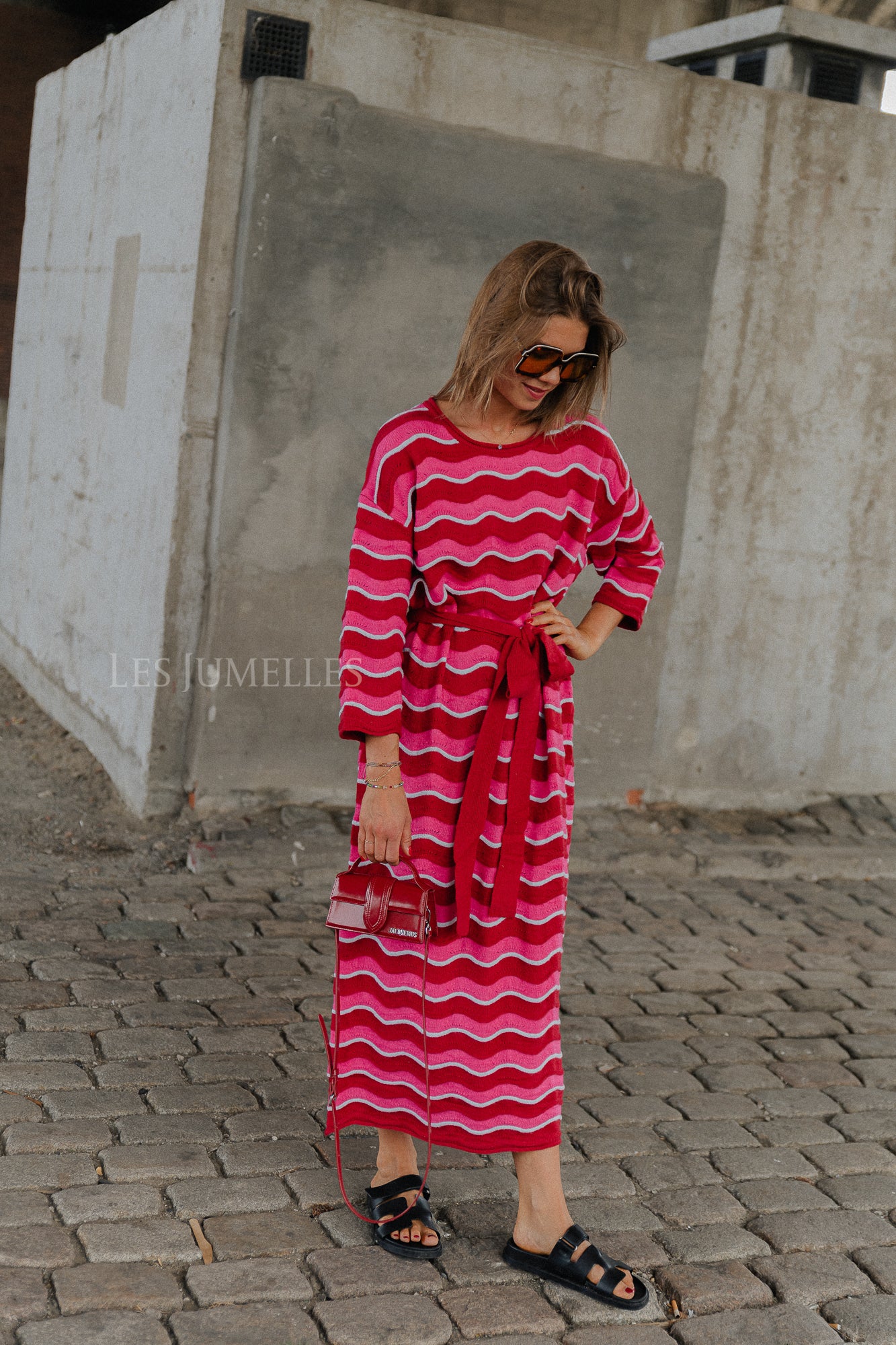 Gaia maxi dress pink waves