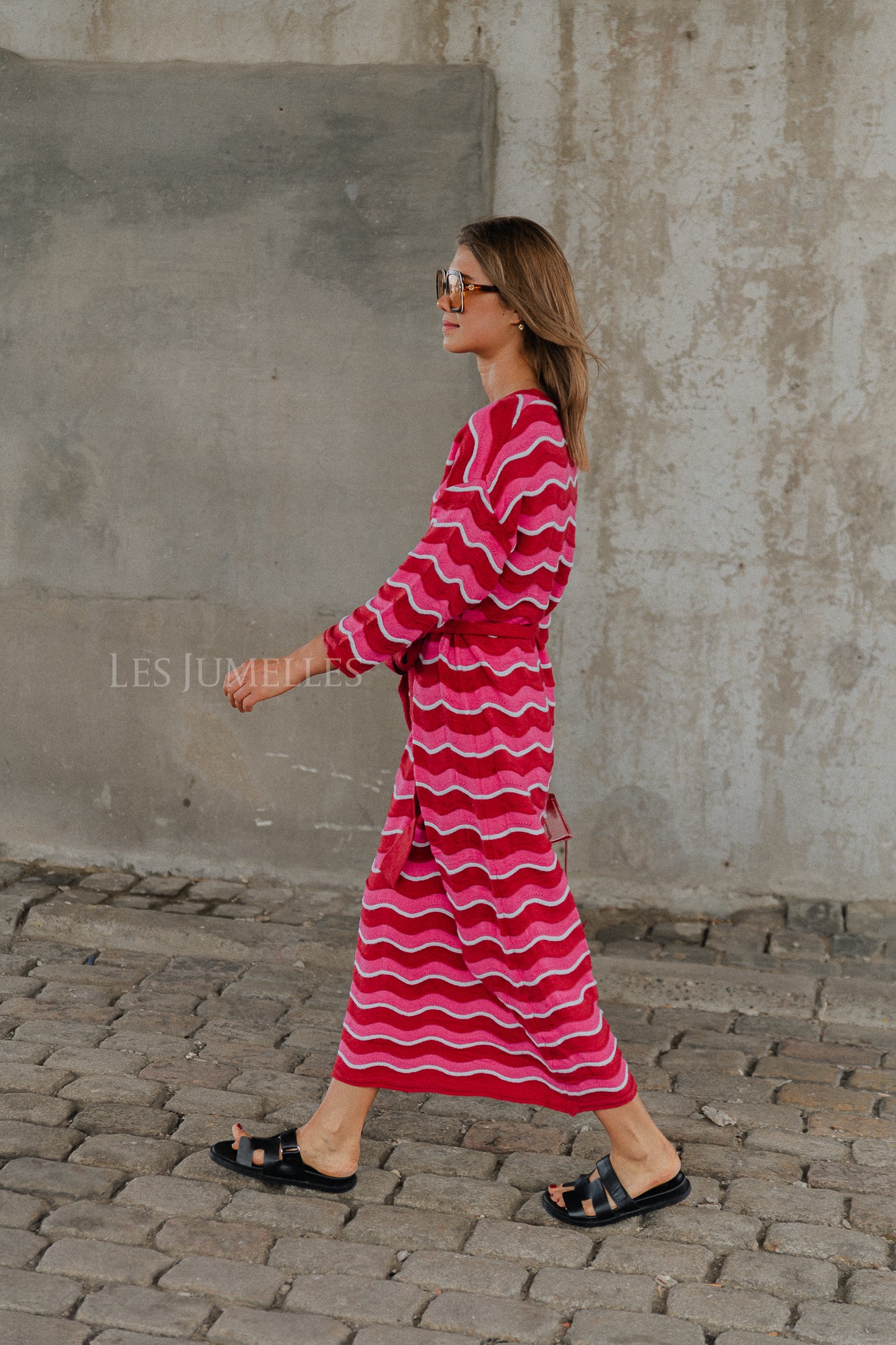 Gaia maxi dress pink waves