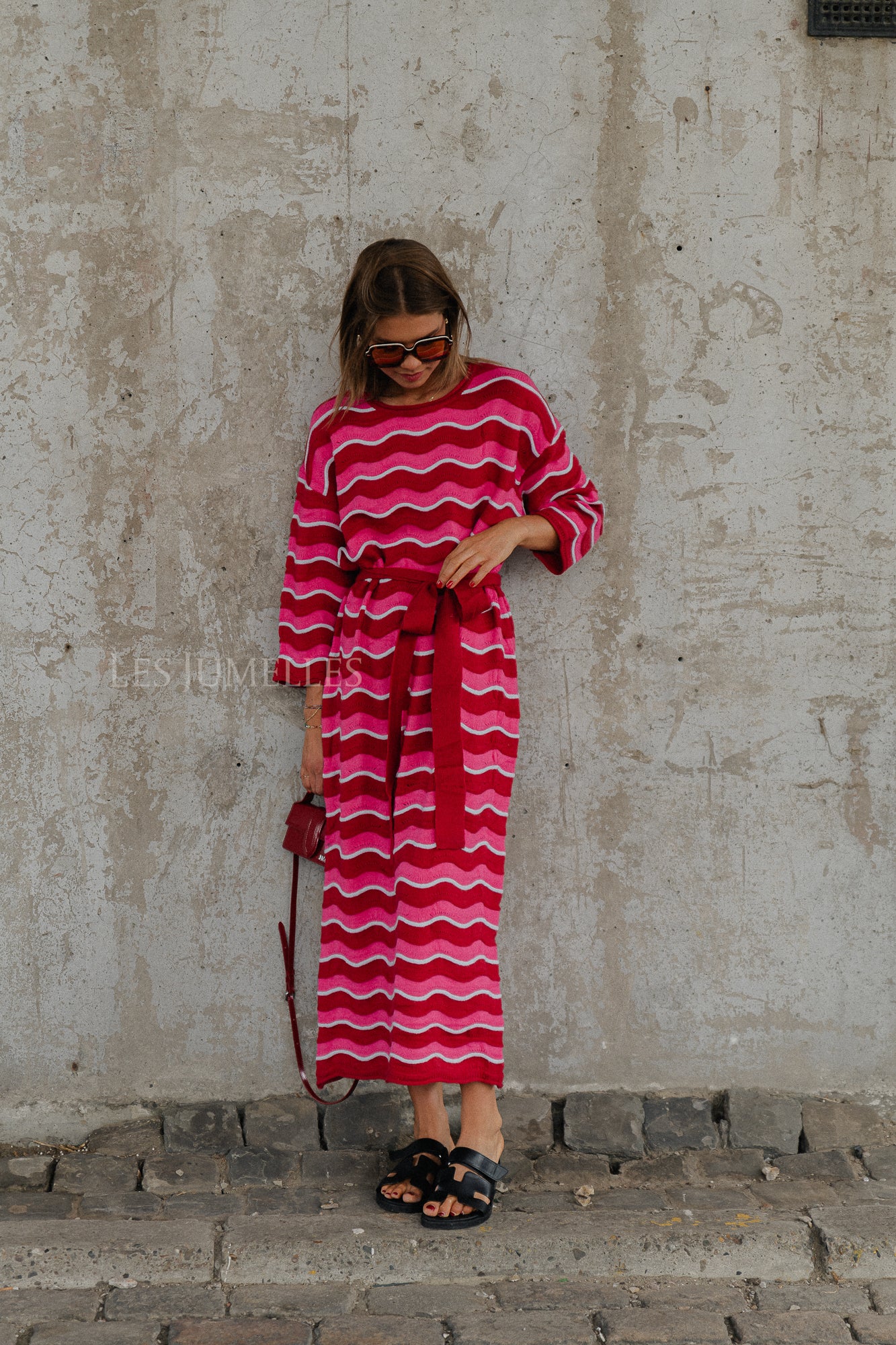 Gaia maxi dress pink waves