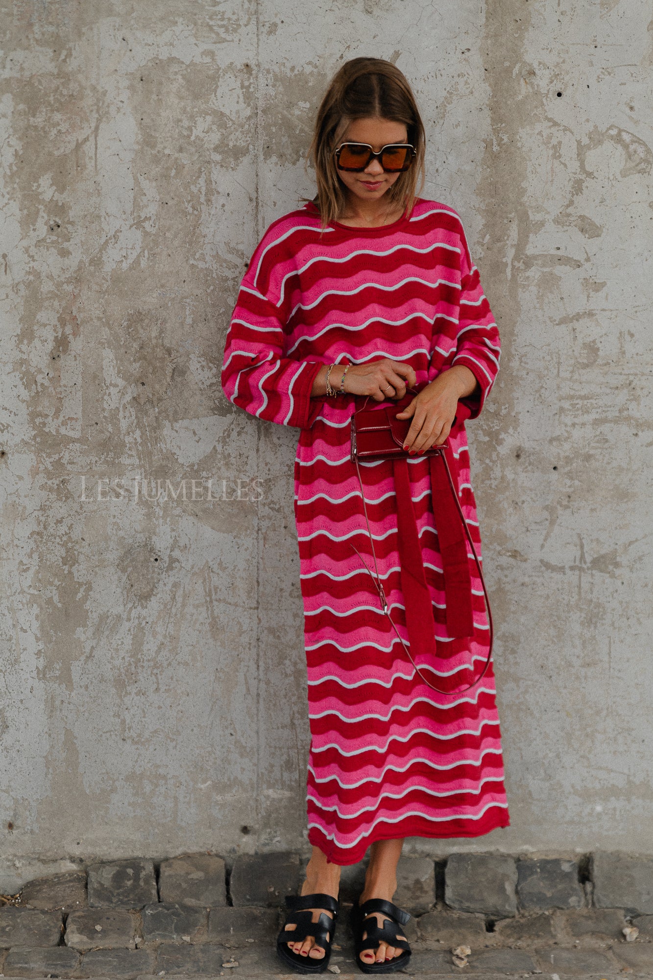 Gaia maxi dress pink waves