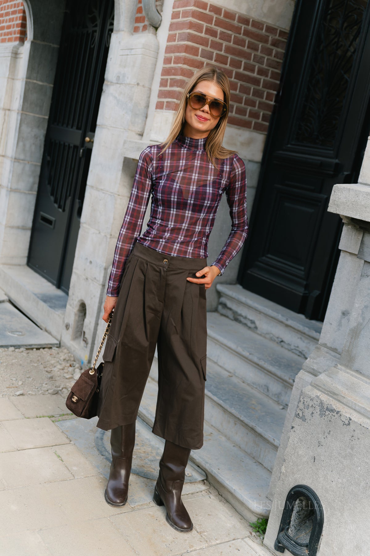 Fiore longsleeve barbados cherry and plum perfect checked print
