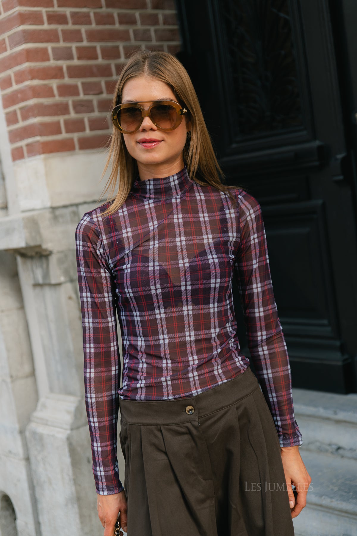 Fiore longsleeve barbados cherry and plum perfect checked print
