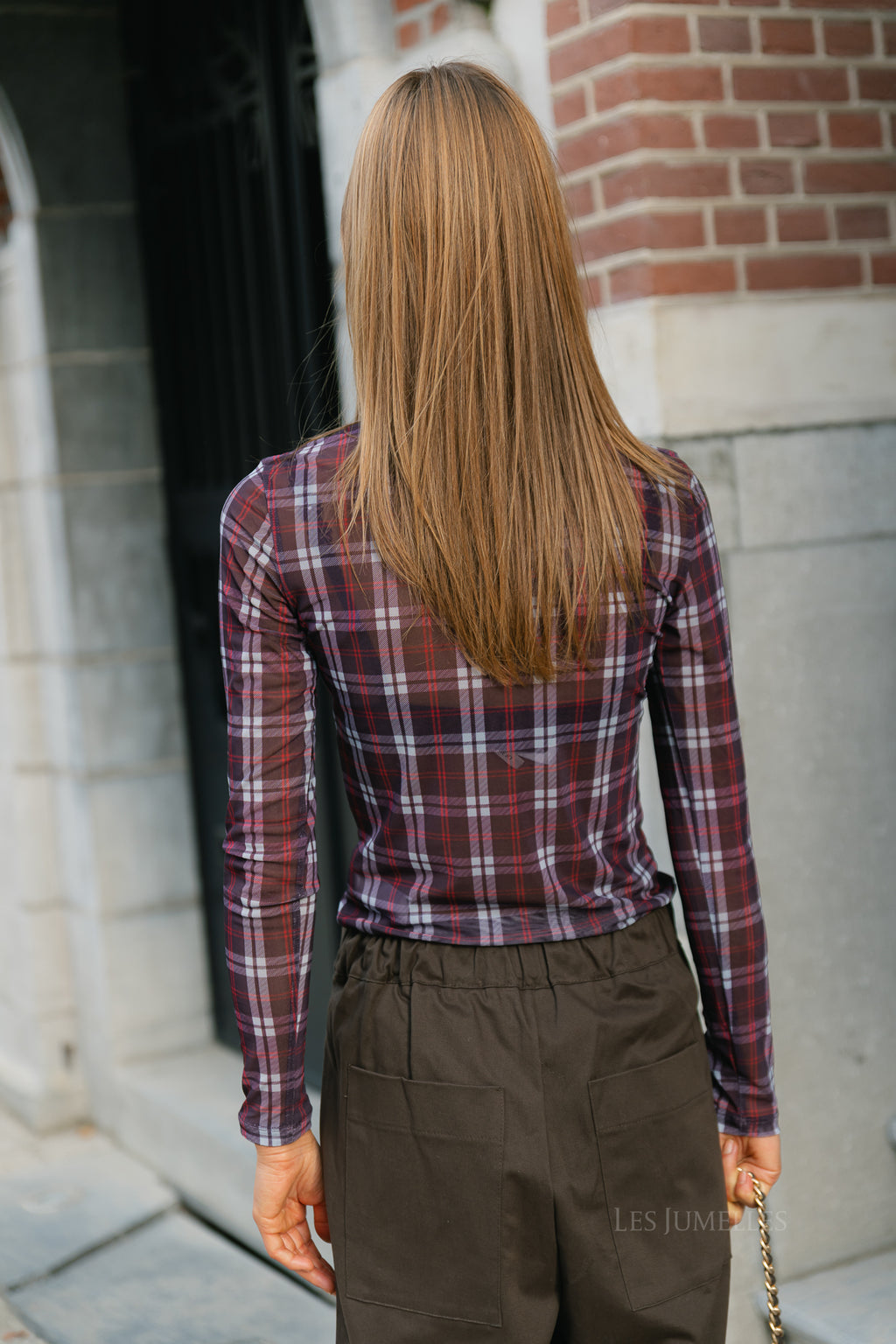 Fiore longsleeve barbados cherry and plum perfect checked print