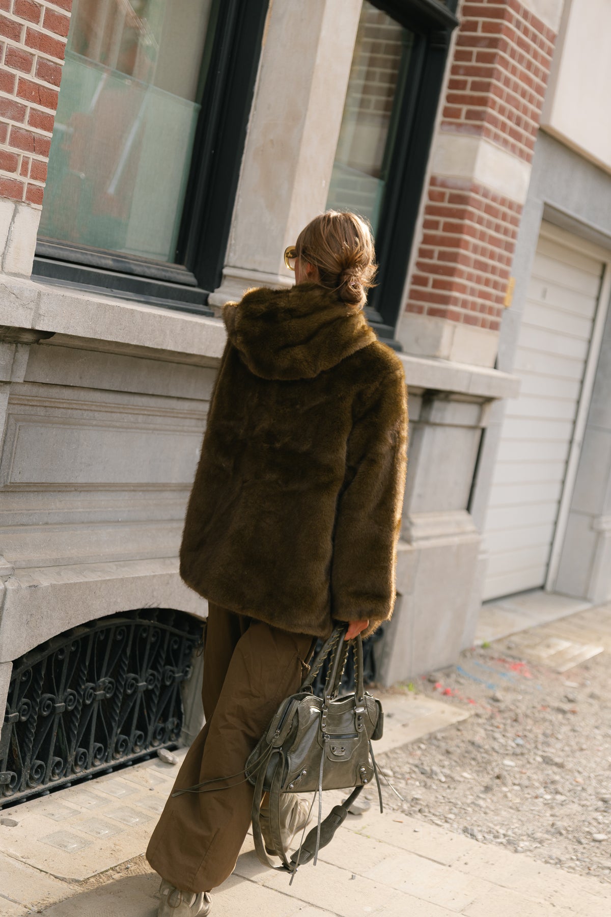 YASSinda LS furry jacket dark olive
