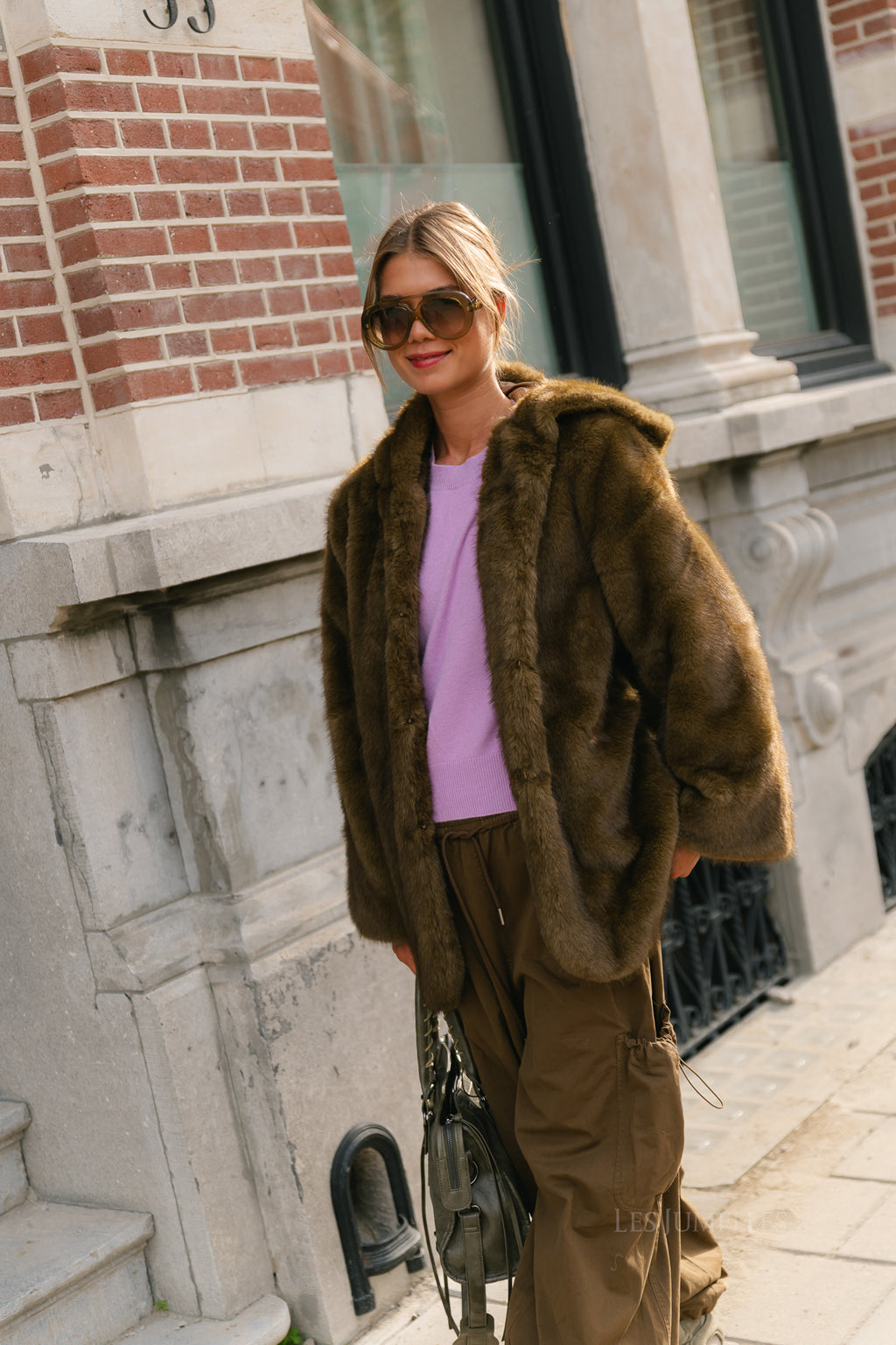 YASSinda LS furry jacket dark olive
