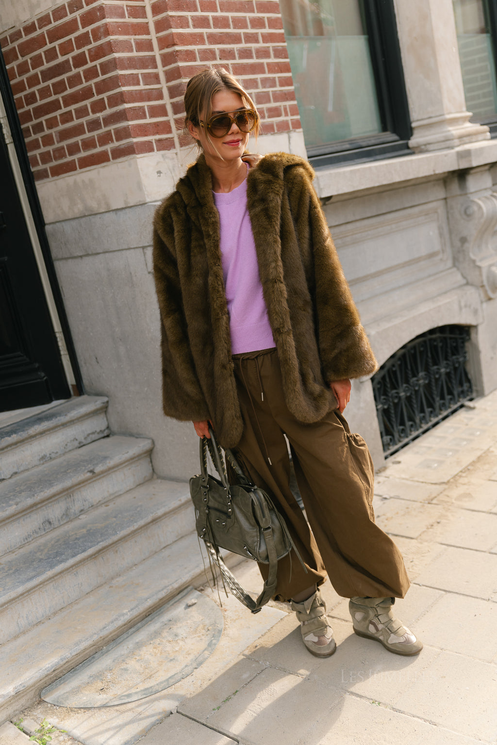 YASSinda LS furry jacket dark olive