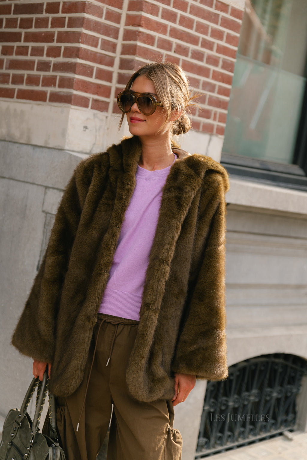 YASSinda LS furry jacket dark olive