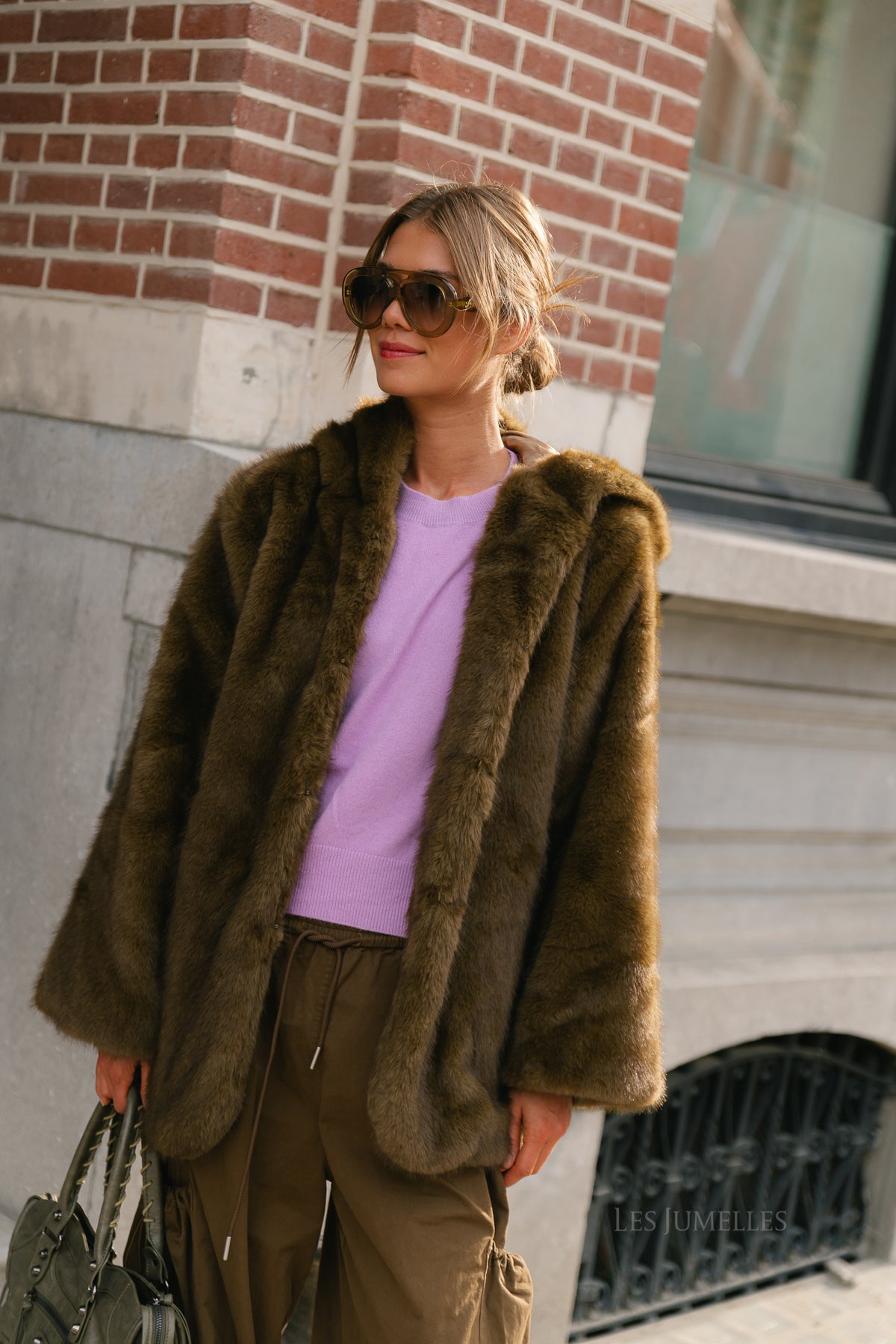 YASSinda LS furry jacket dark olive