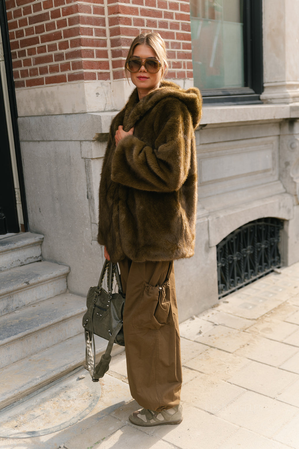 YASSinda LS furry jacket dark olive