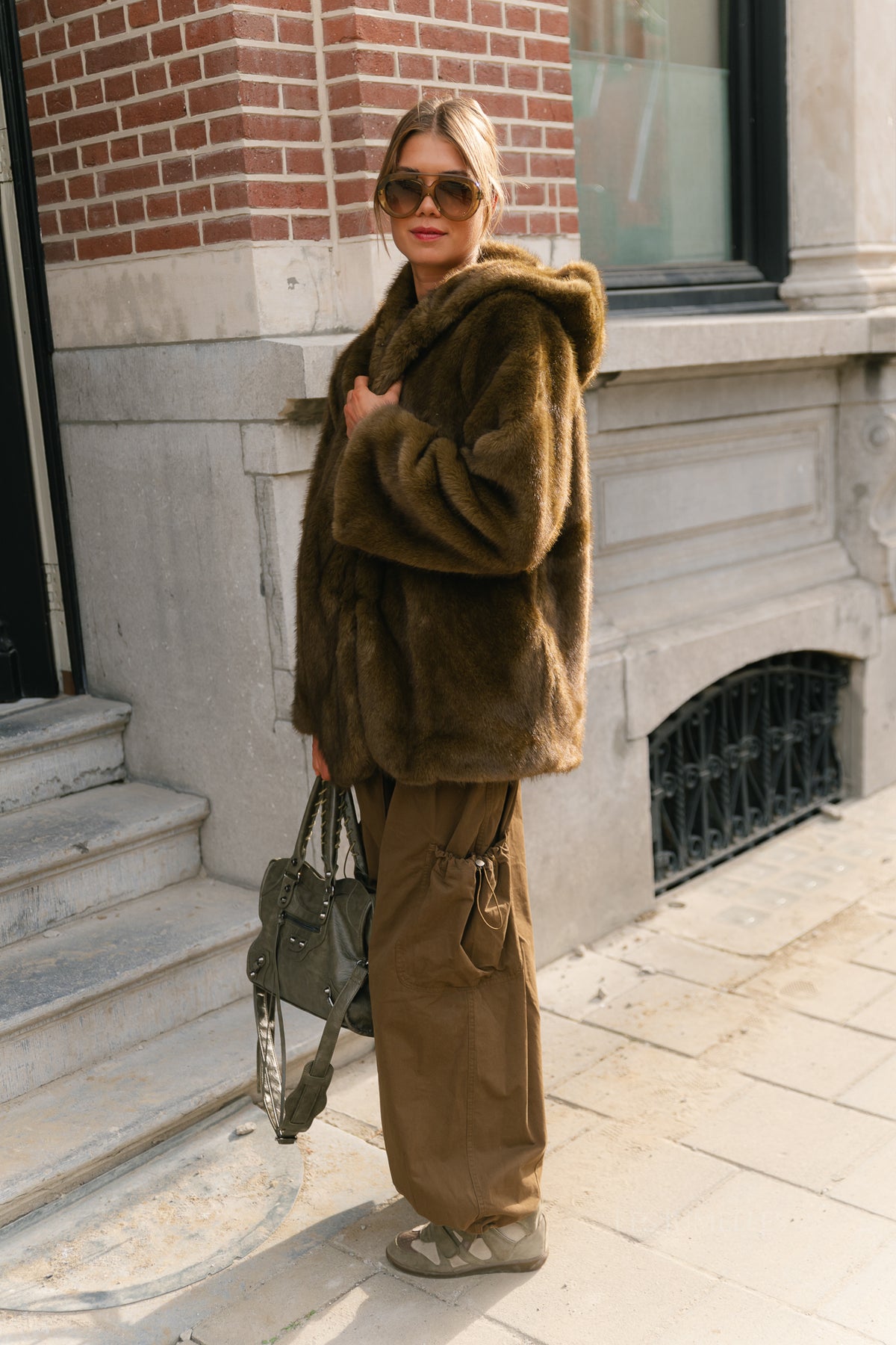 YASSinda LS furry jacket dark olive