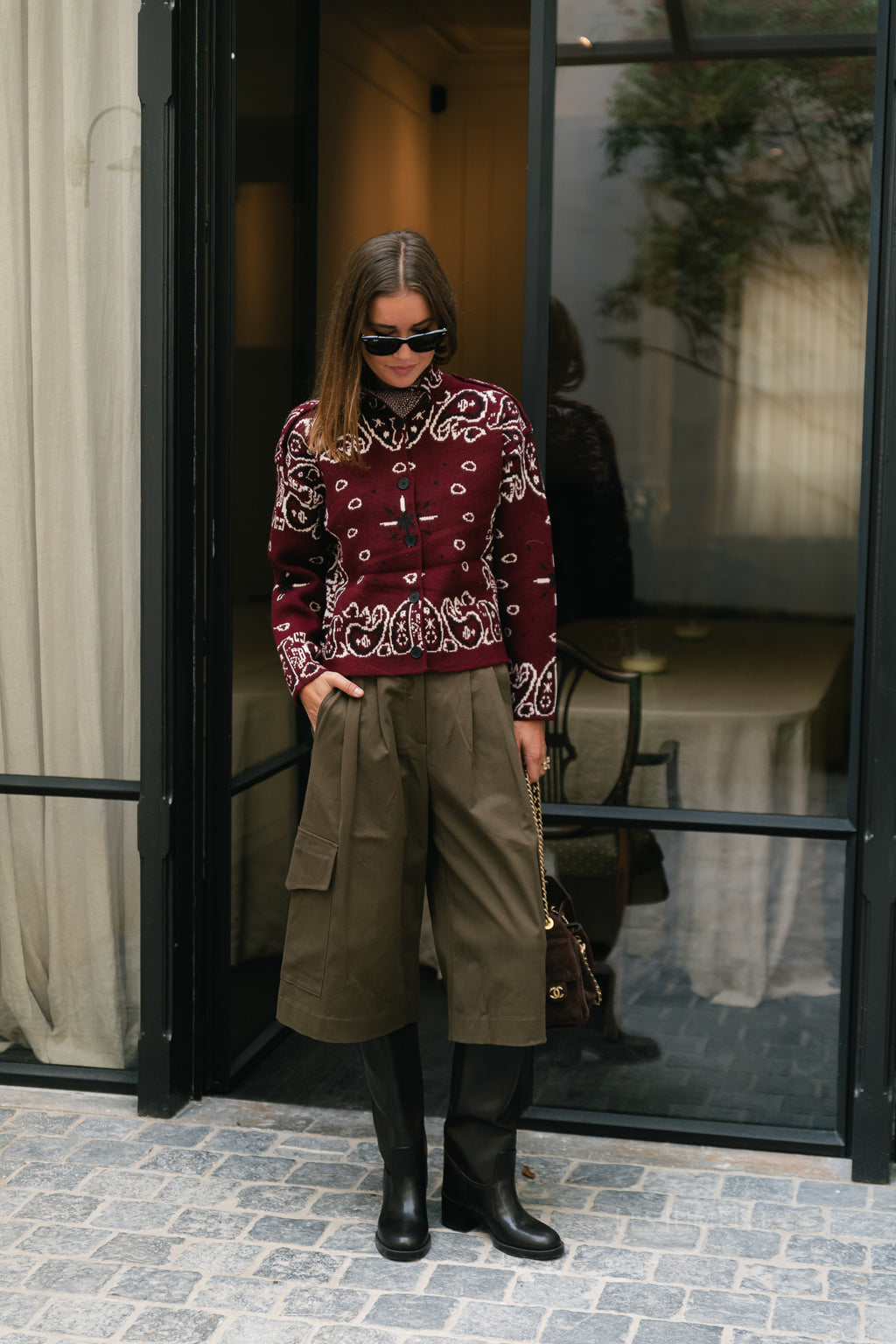 Holly LS knitted cardigan burgundy