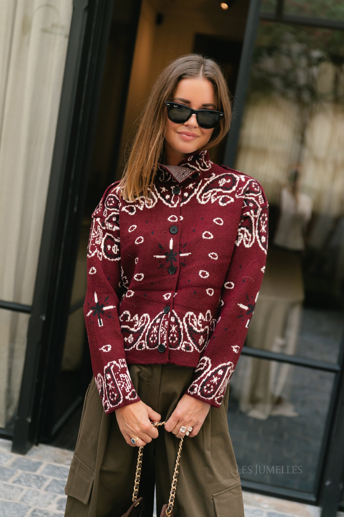 Holly LS knitted cardigan burgundy