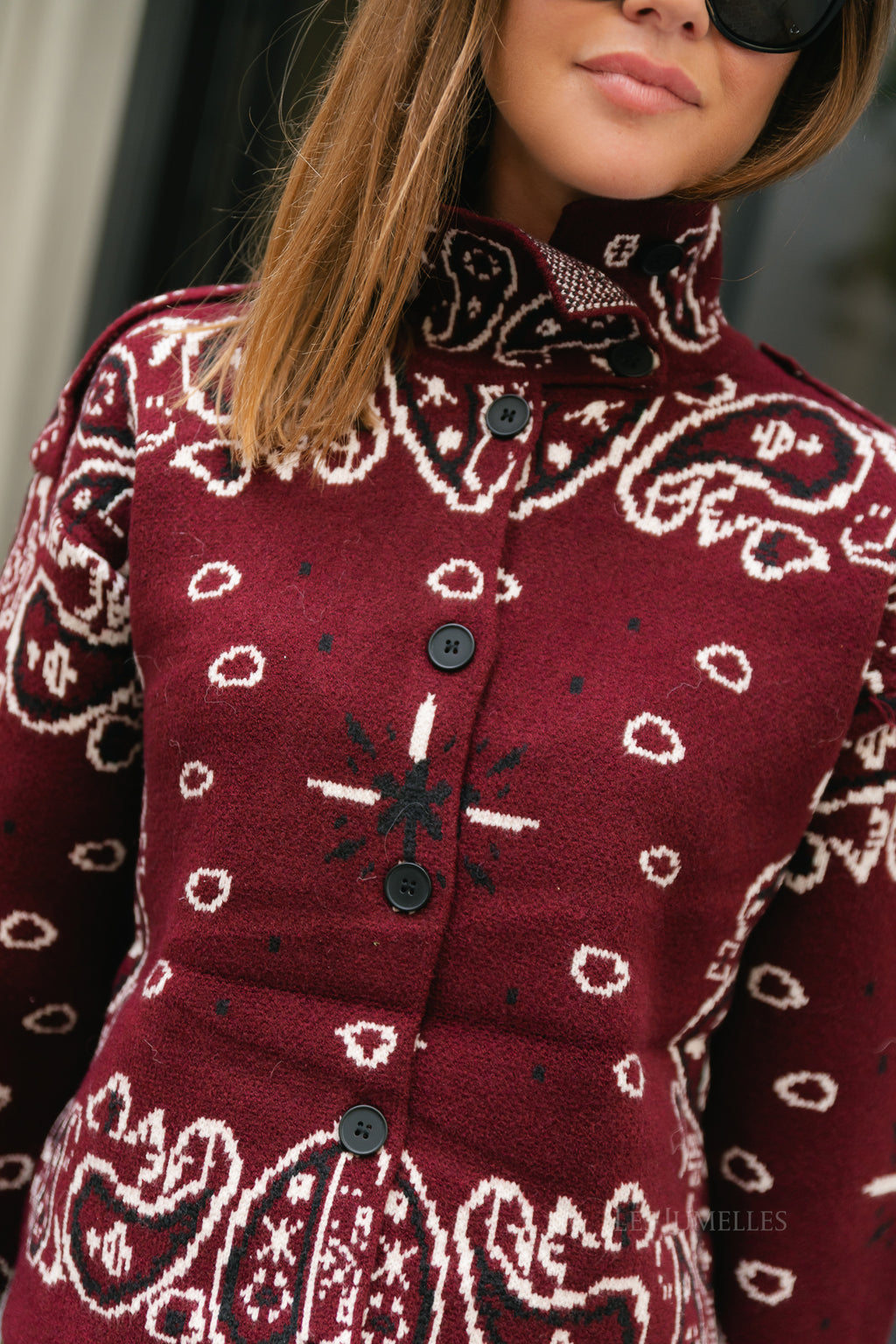 Holly LS knitted cardigan burgundy
