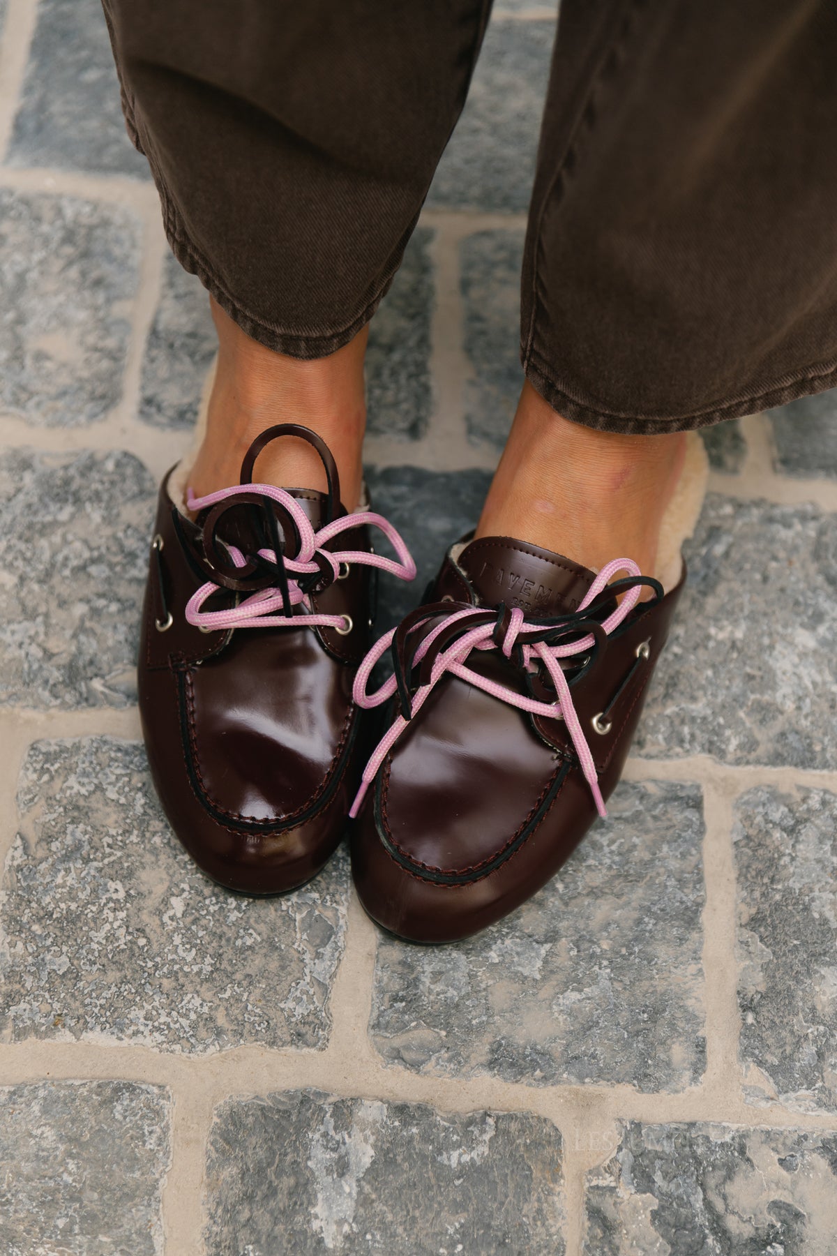 PAYasma lace fur loafers bordeaux polido