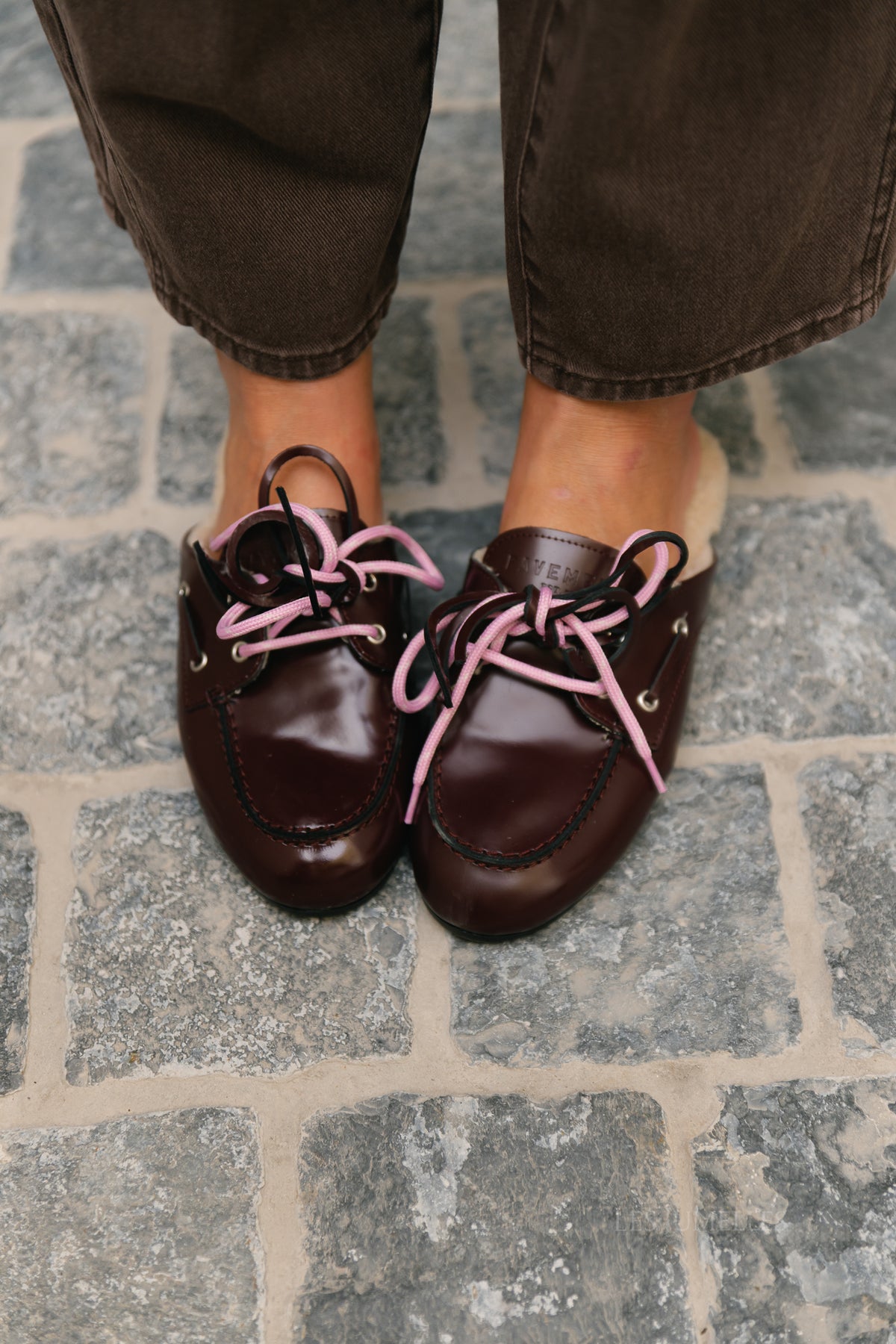 PAYasma lace fur loafers bordeaux polido