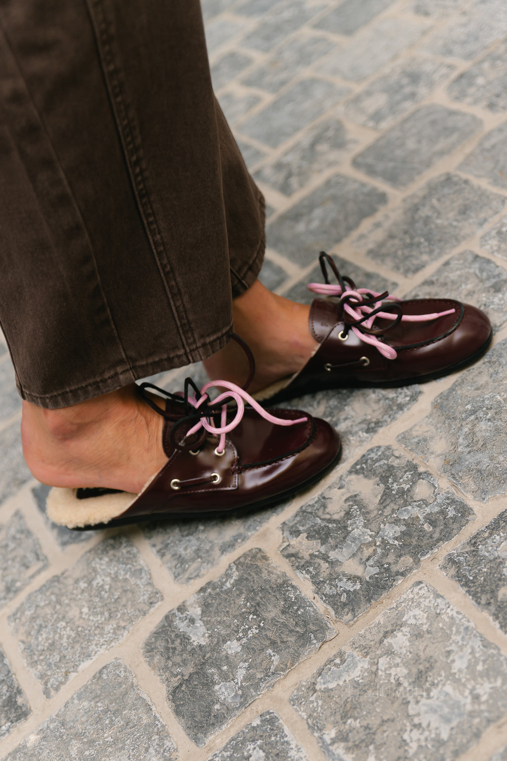 PAYasma lace fur loafers bordeaux polido
