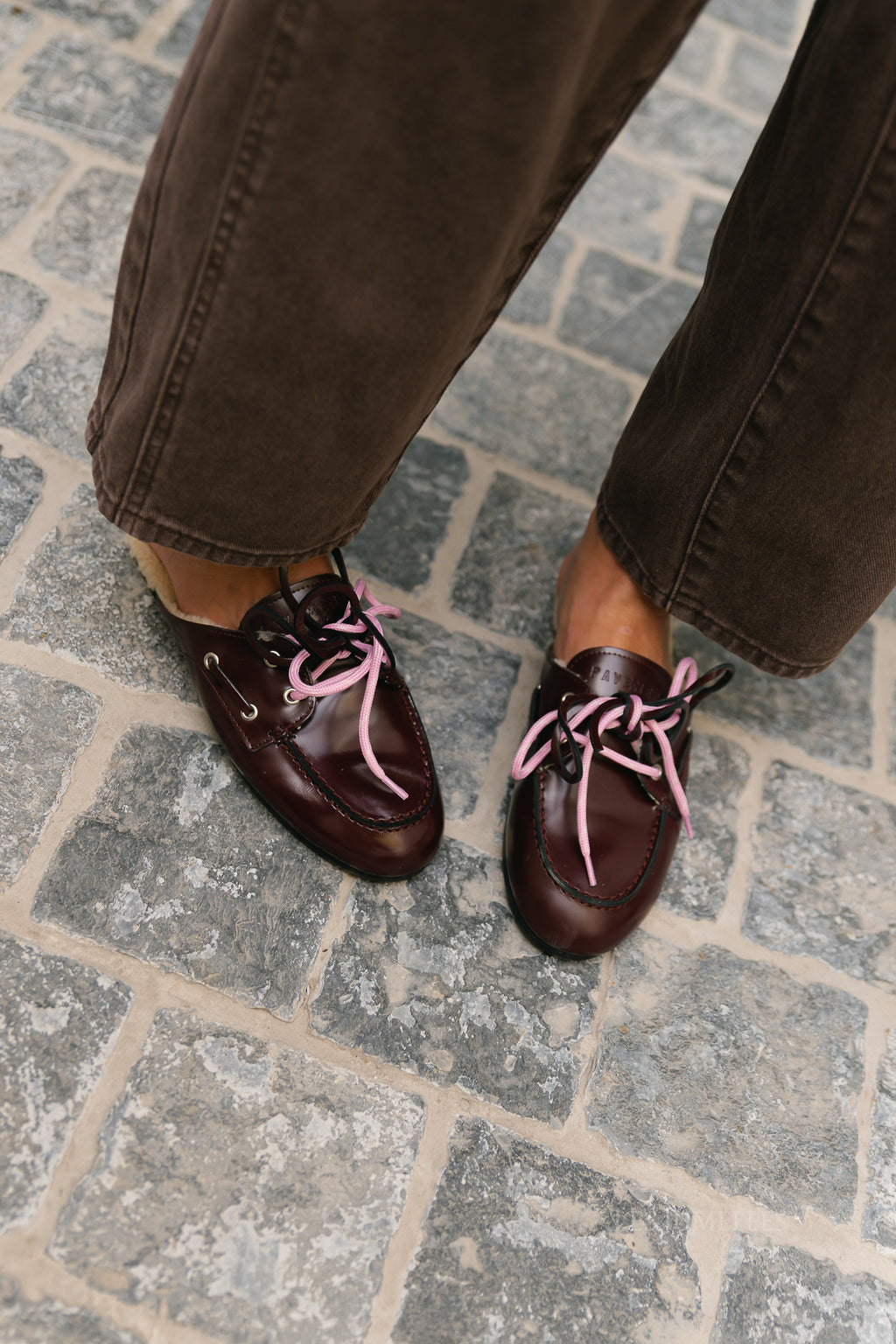 PAYasma lace fur loafers bordeaux polido