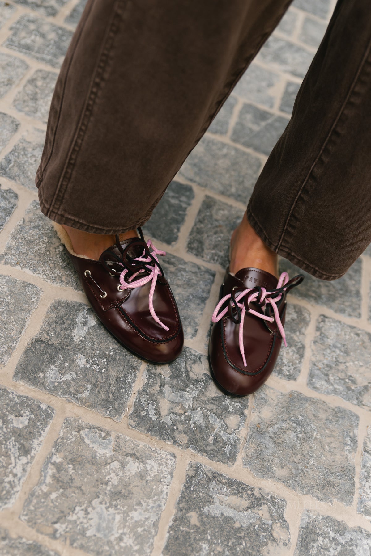 PAYasma lace fur loafers bordeaux polido