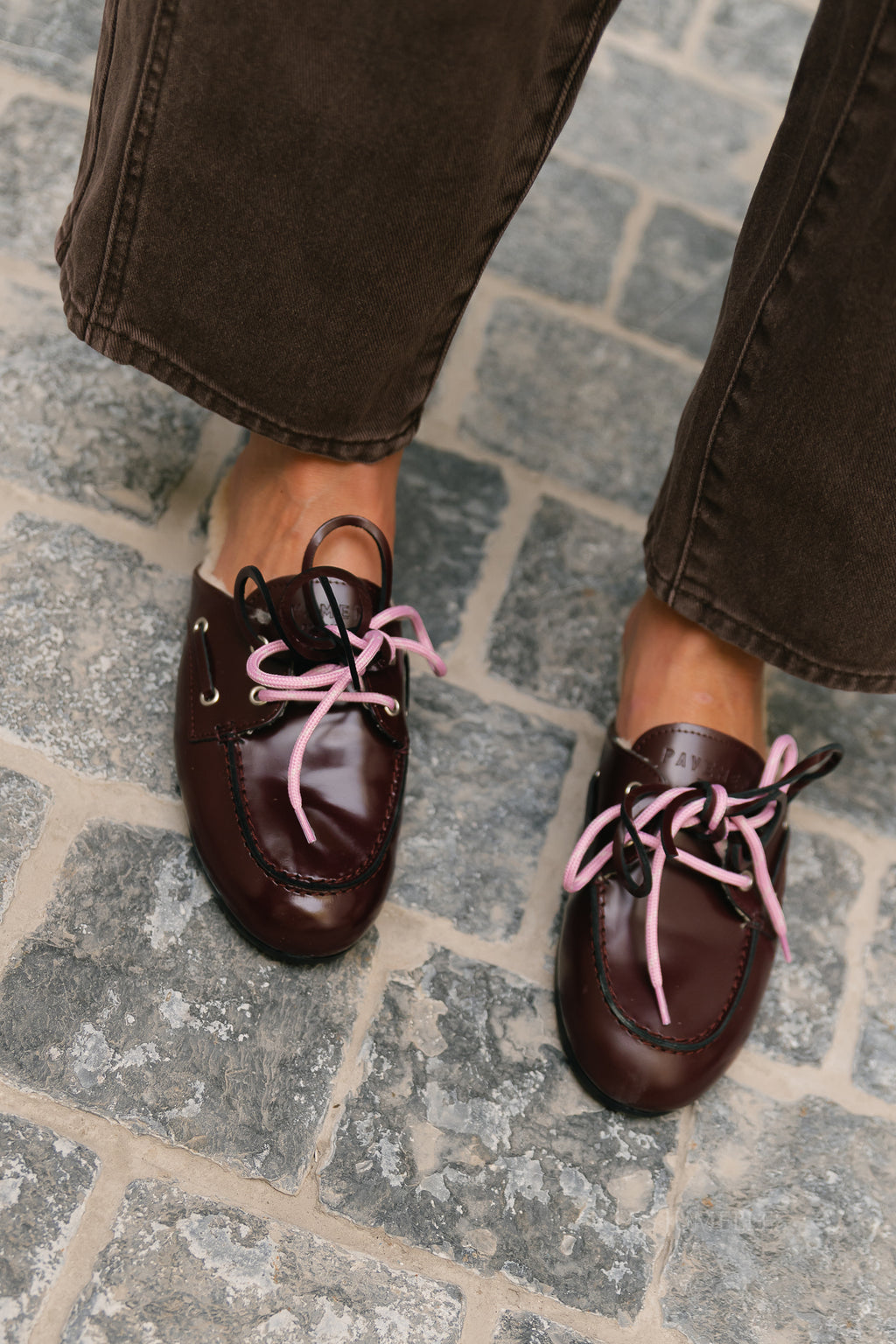 PAYasma lace fur loafers bordeaux polido