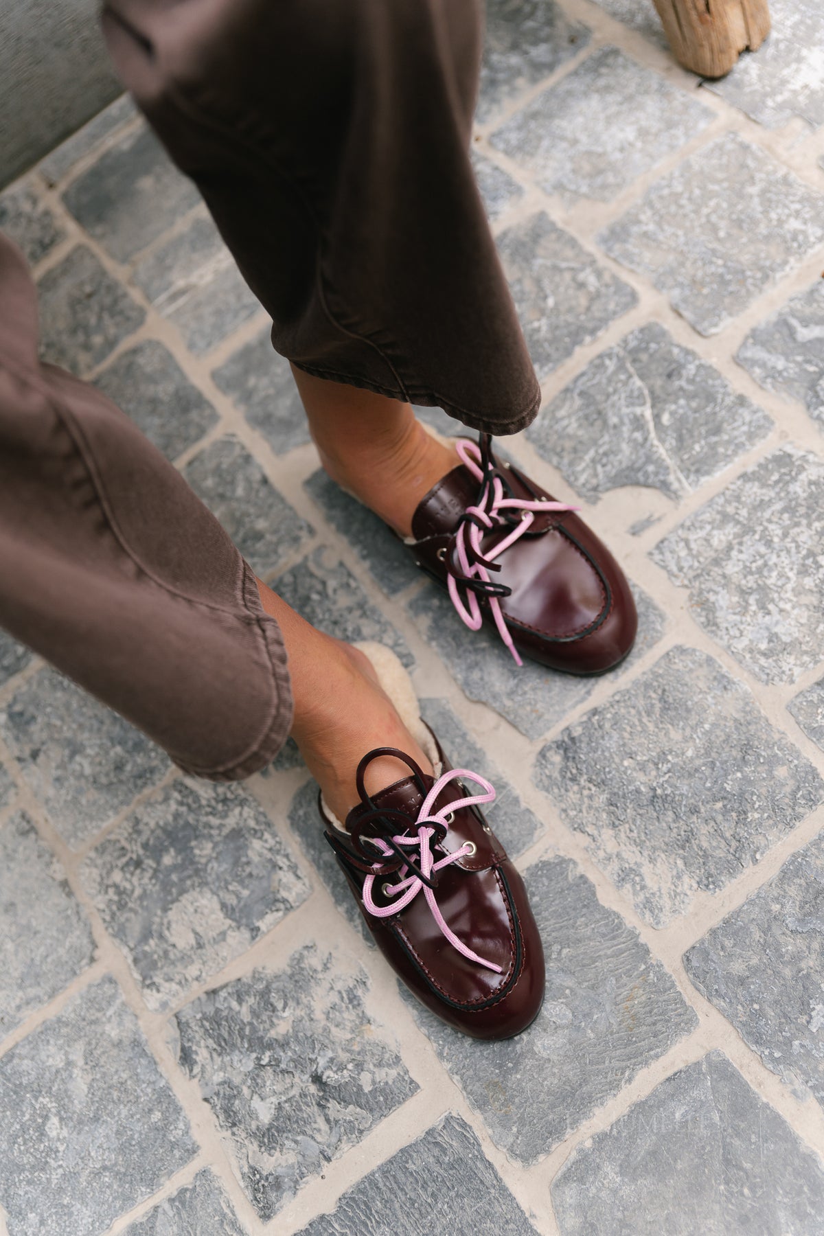 PAYasma lace fur loafers bordeaux polido