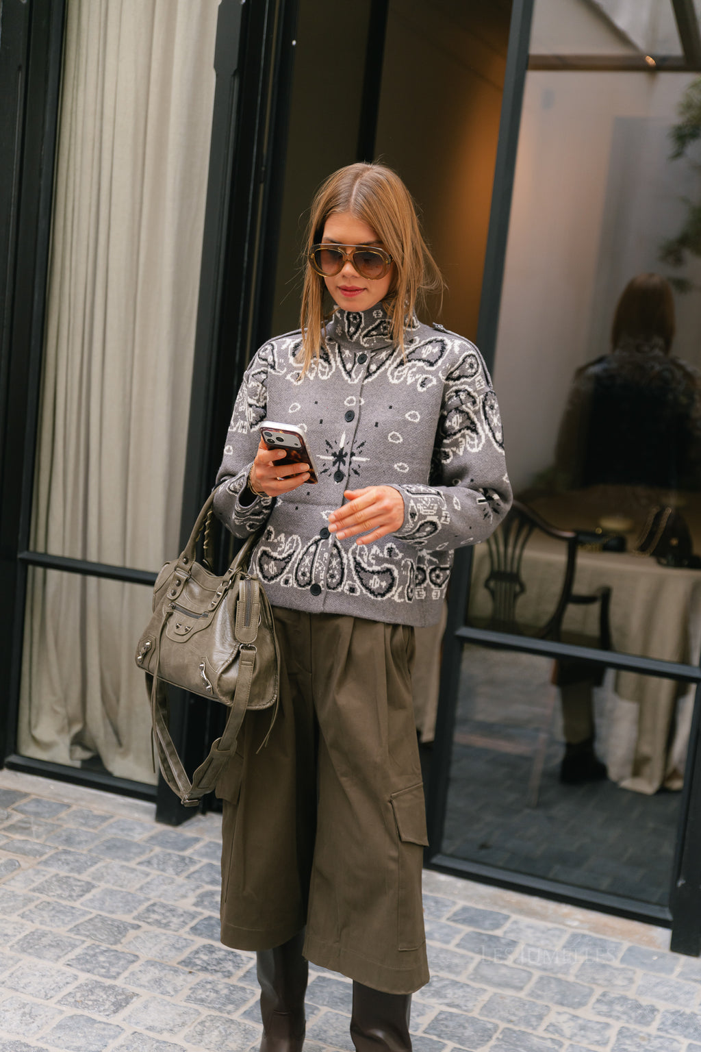Holly LS knitted cardigan dark grey