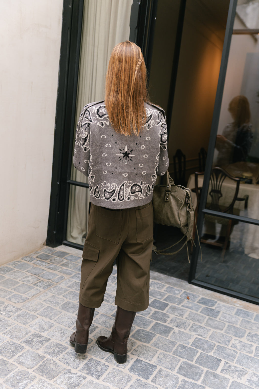 Holly LS knitted cardigan dark grey