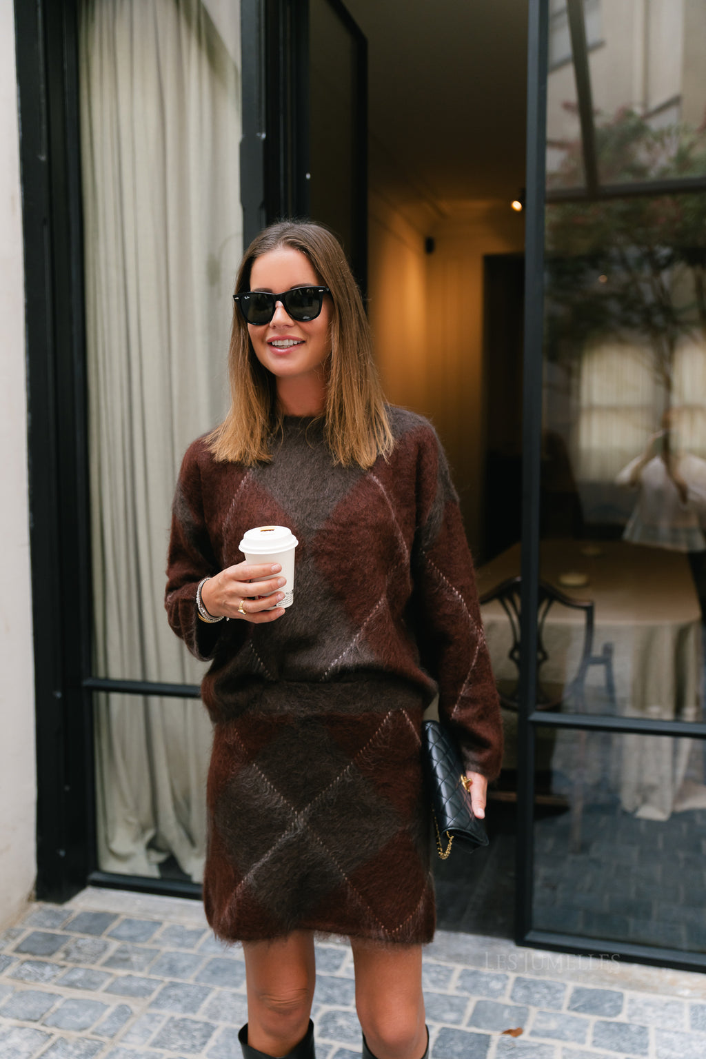 YASArgy LS mohair blend knit pullover coffee bean/incence