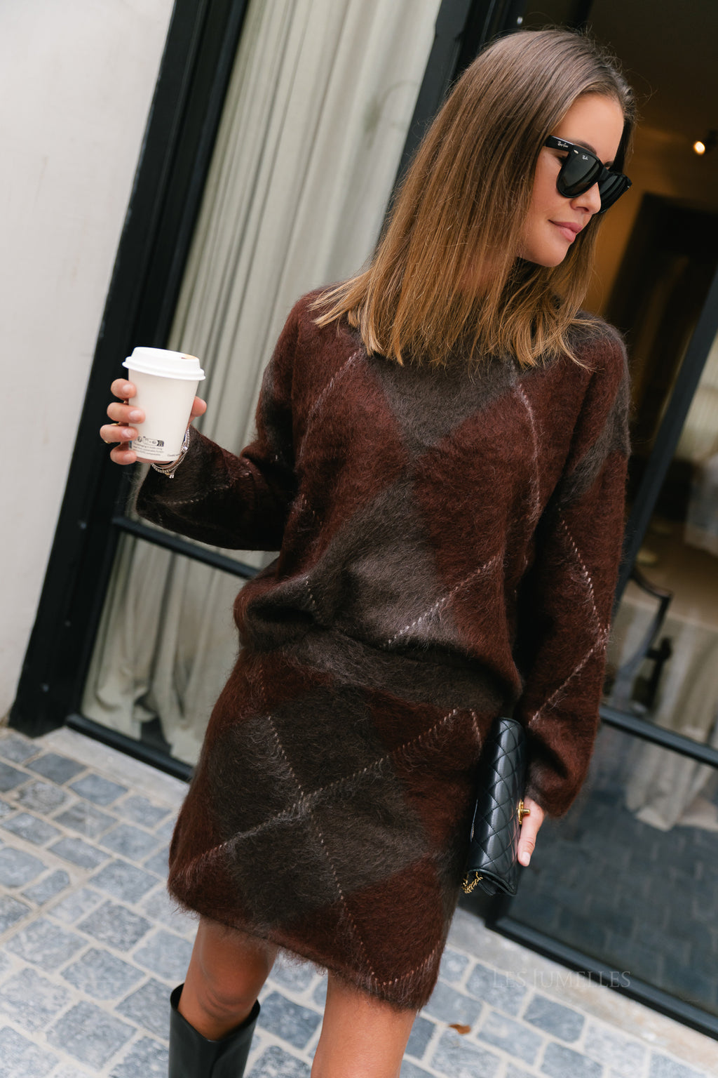 YASArgy LS mohair blend knit pullover coffee bean/incence