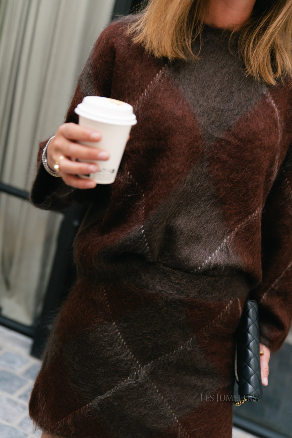 YASArgy LS mohair blend knit pullover coffee bean/incence