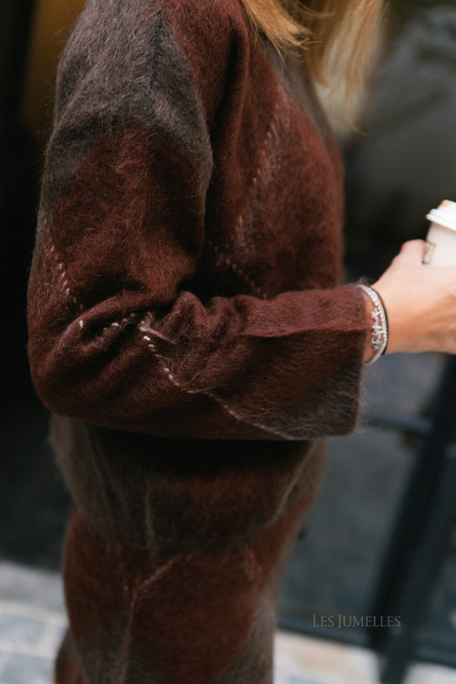 YASArgy LS mohair blend knit pullover coffee bean/incence