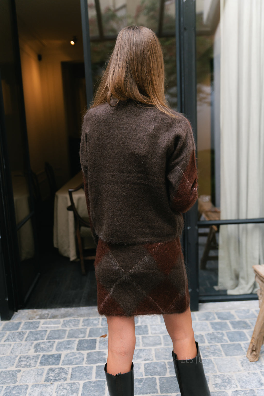 YASArgy LS mohair blend knit pullover coffee bean/incence