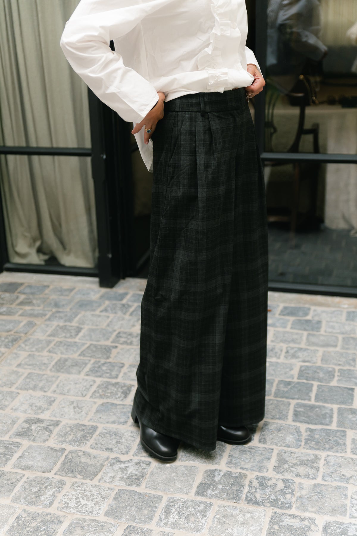 OBJDiena HW wide pant black/gun metal