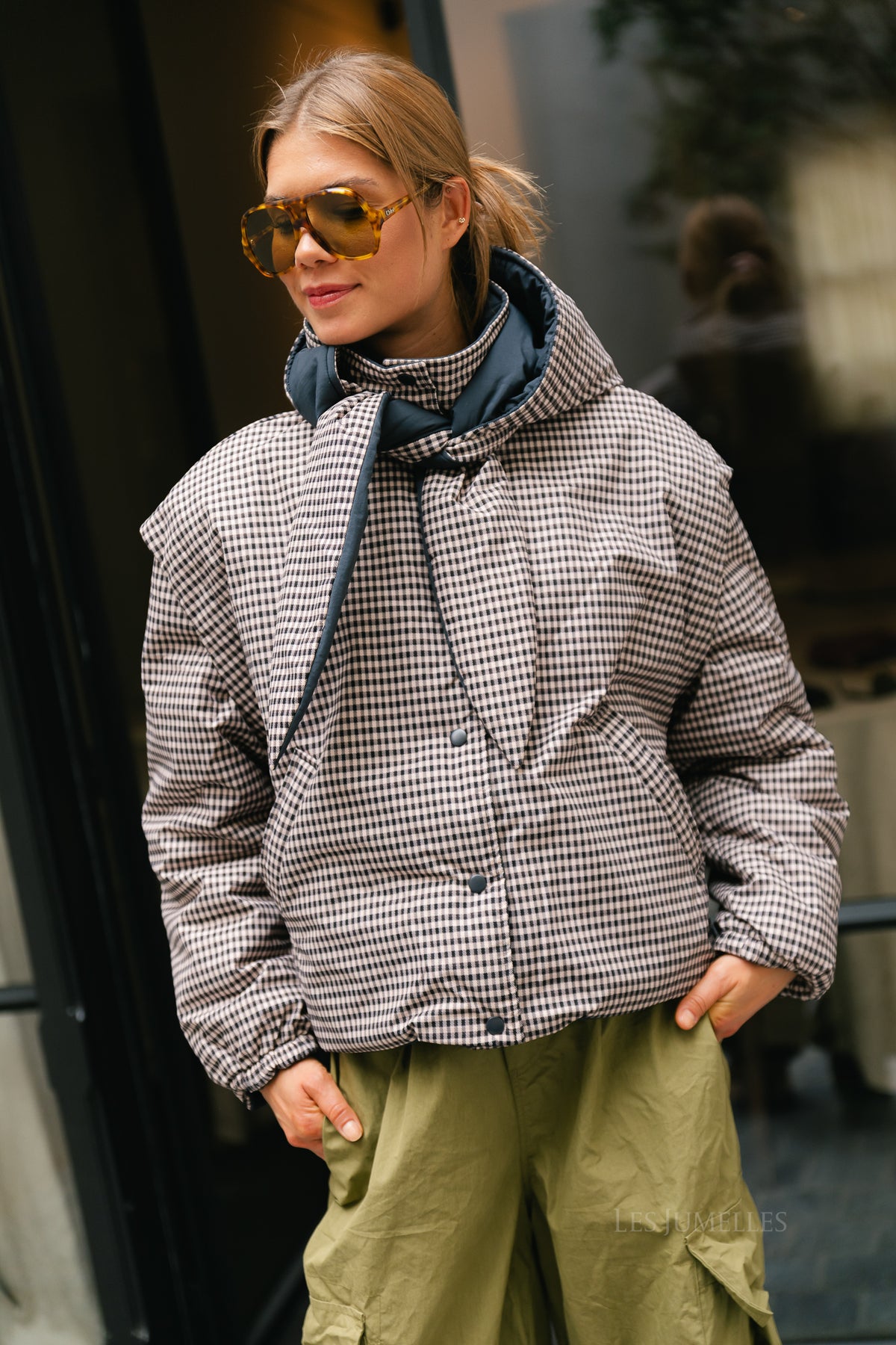 OBJTimia short reversible jacket raven/macademia