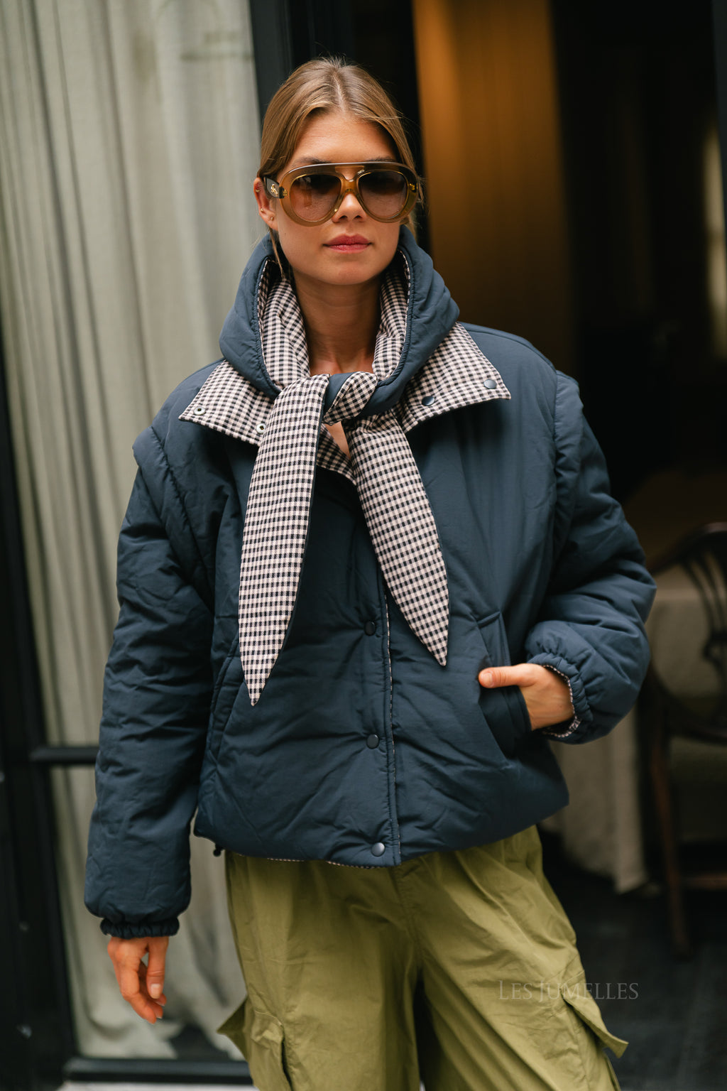 OBJTimia short reversible jacket raven/macademia