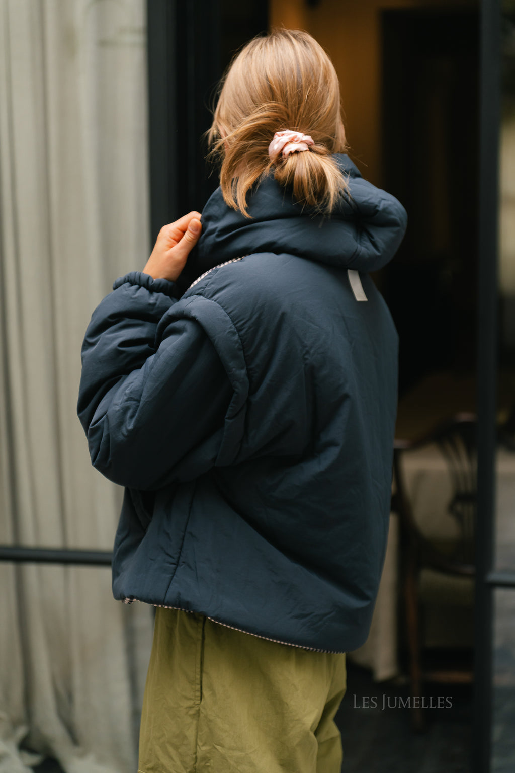 OBJTimia short reversible jacket raven/macademia
