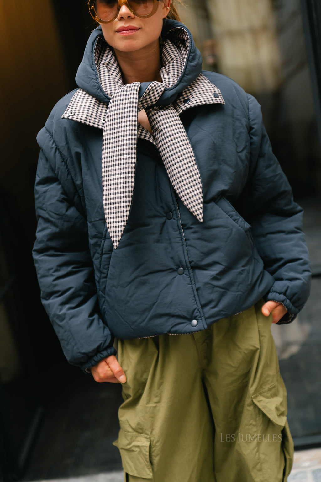 OBJTimia short reversible jacket raven/macademia