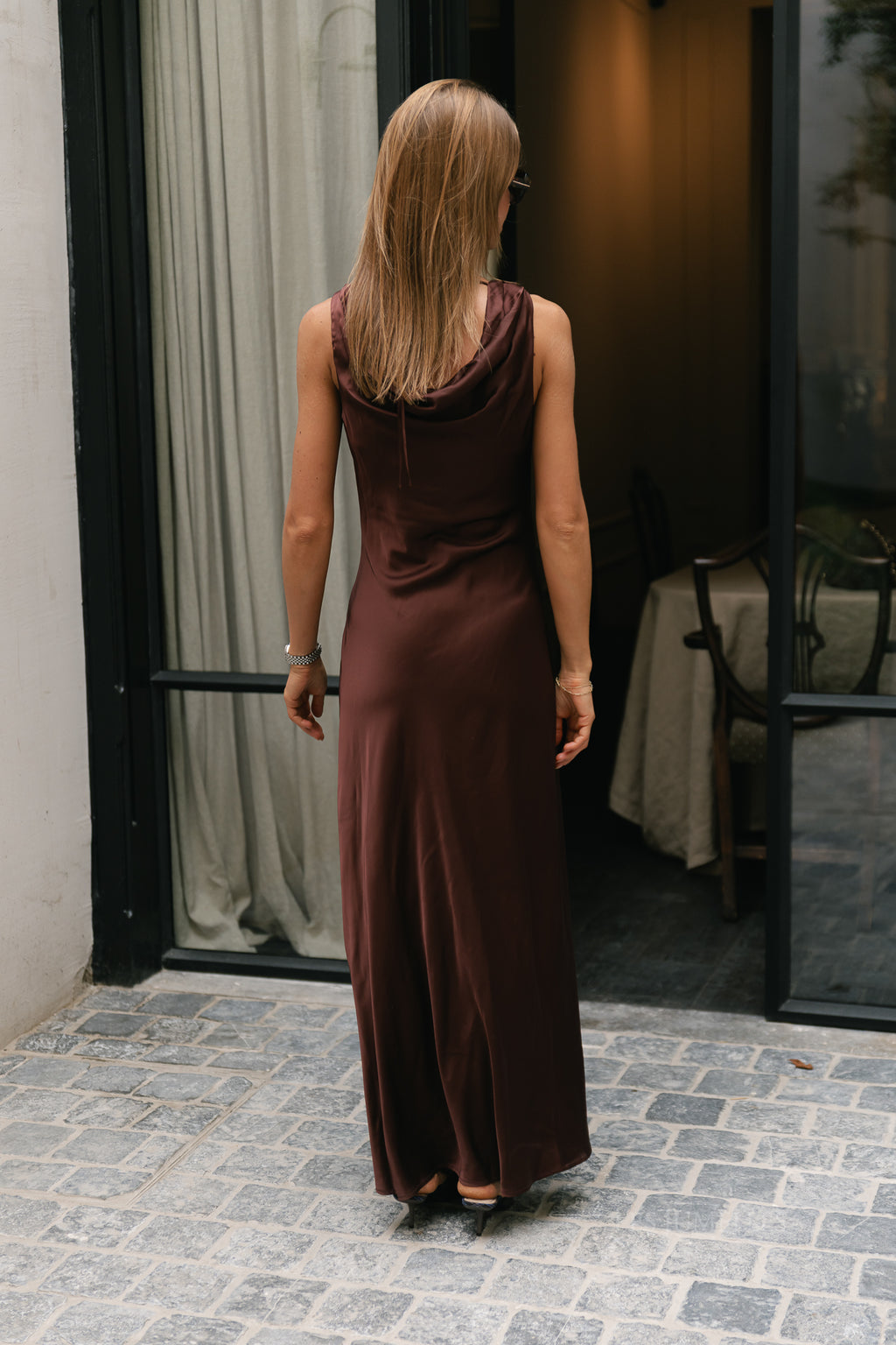 ROUShyras cowl neck maxi dress bitter chocolate