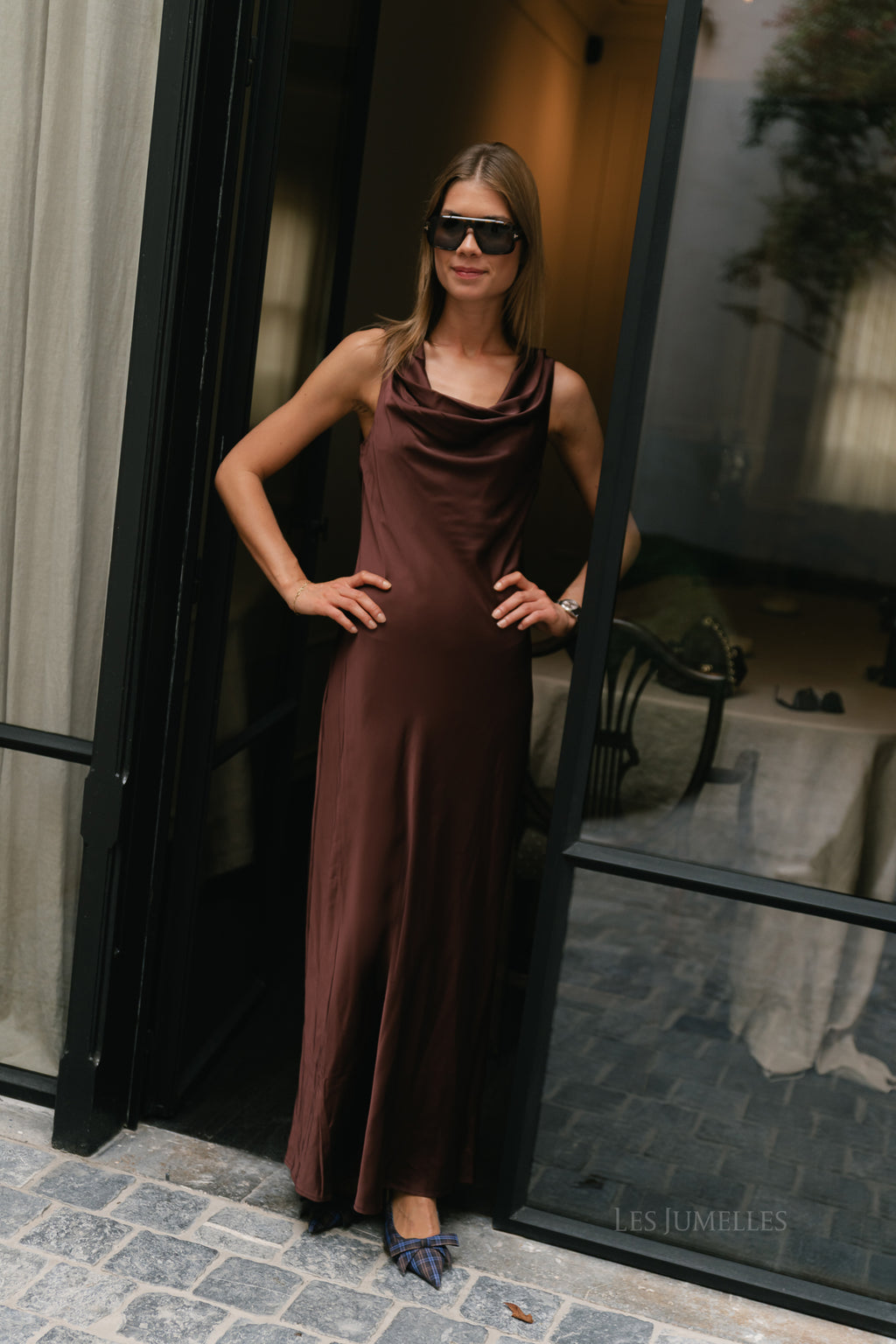ROUShyras cowl neck maxi dress bitter chocolate