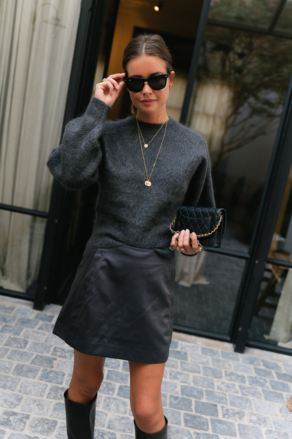 SLWMira LS knit short O-neck NOOS asphalt