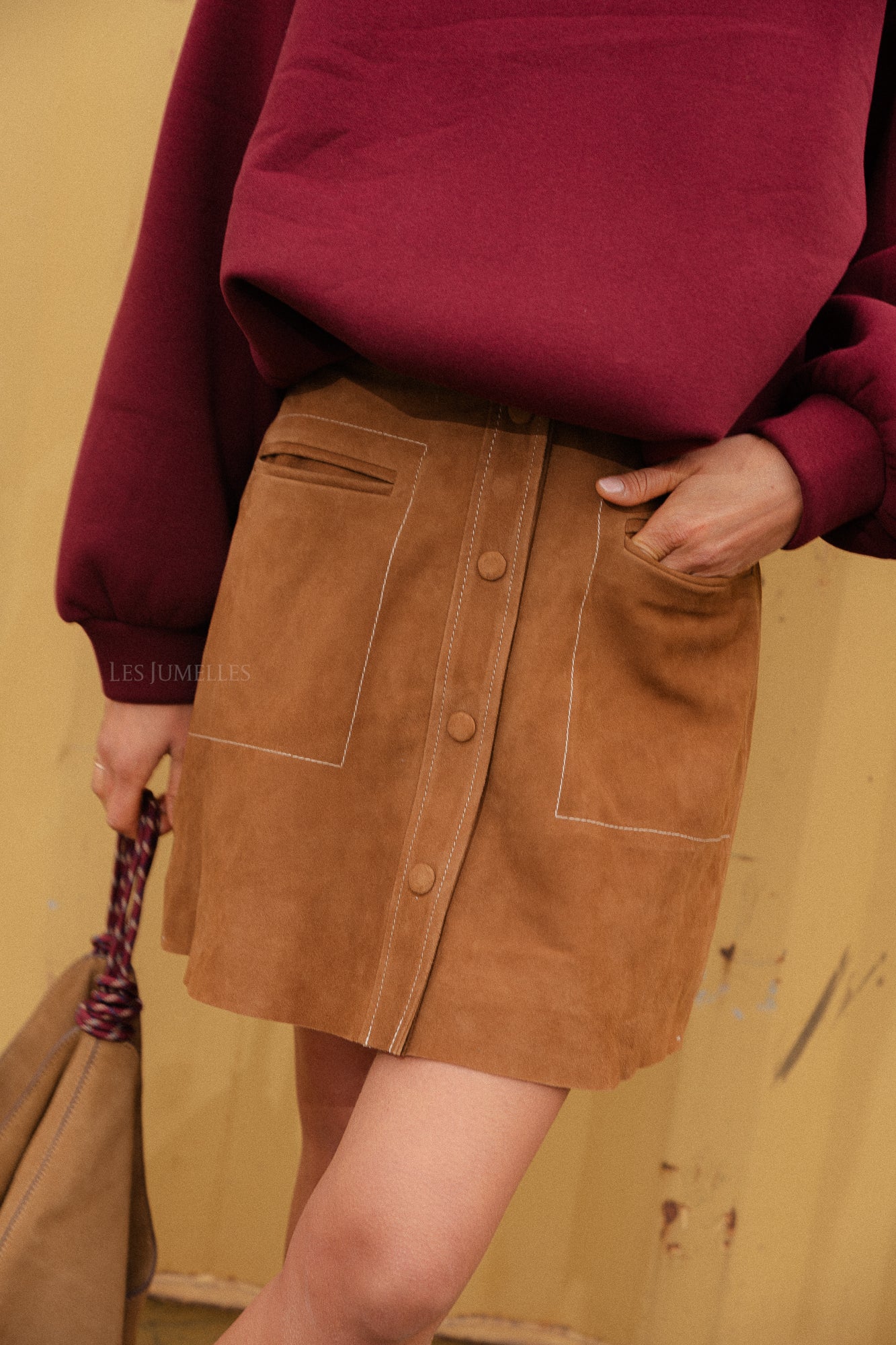 Visepia HW suède rok camel