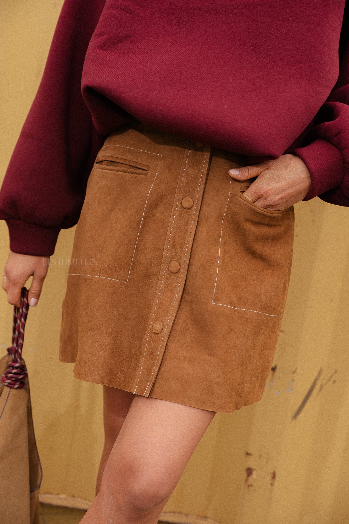 Visepia HW suède rok camel