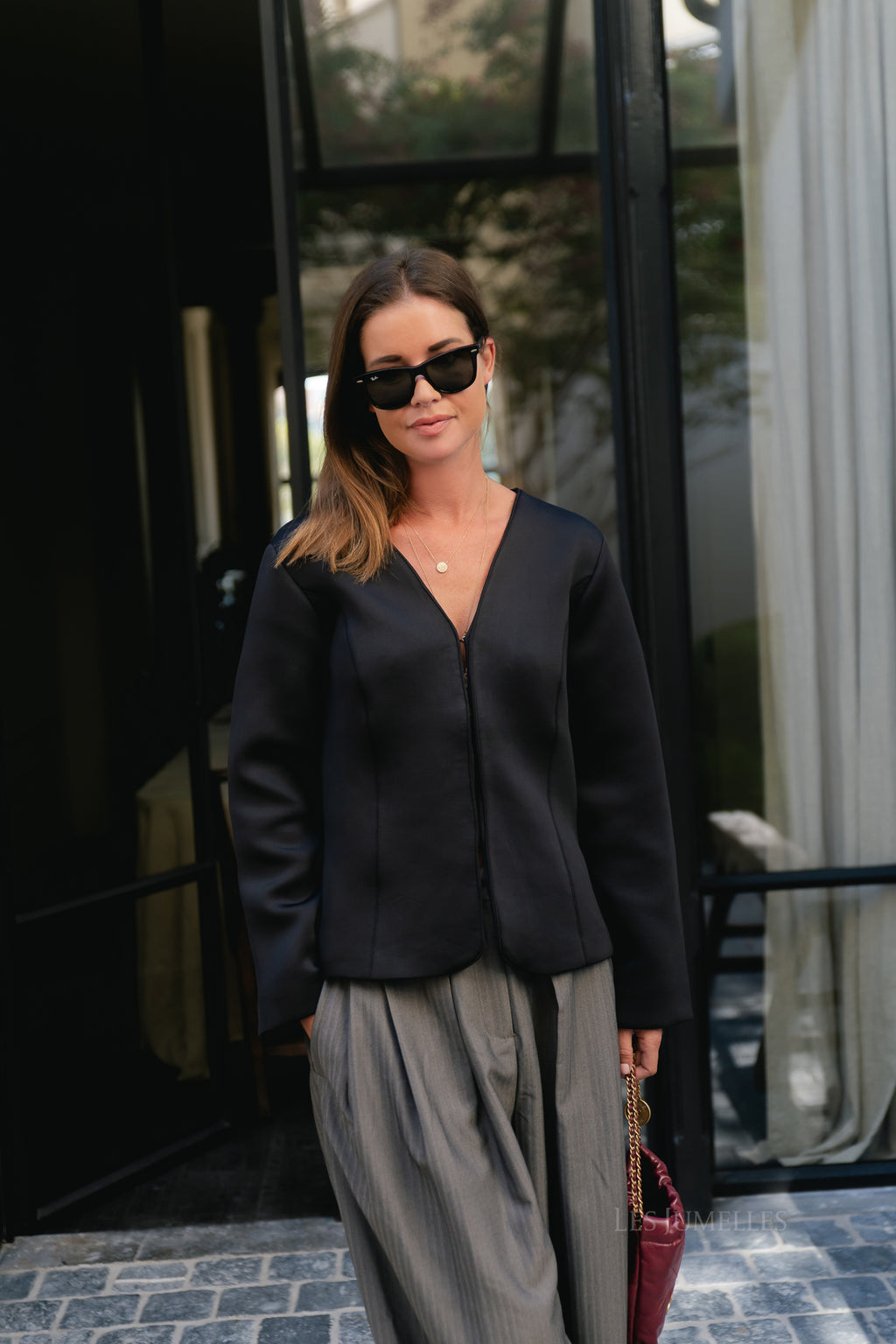 VIBela V-neck L/S jacket black beauty