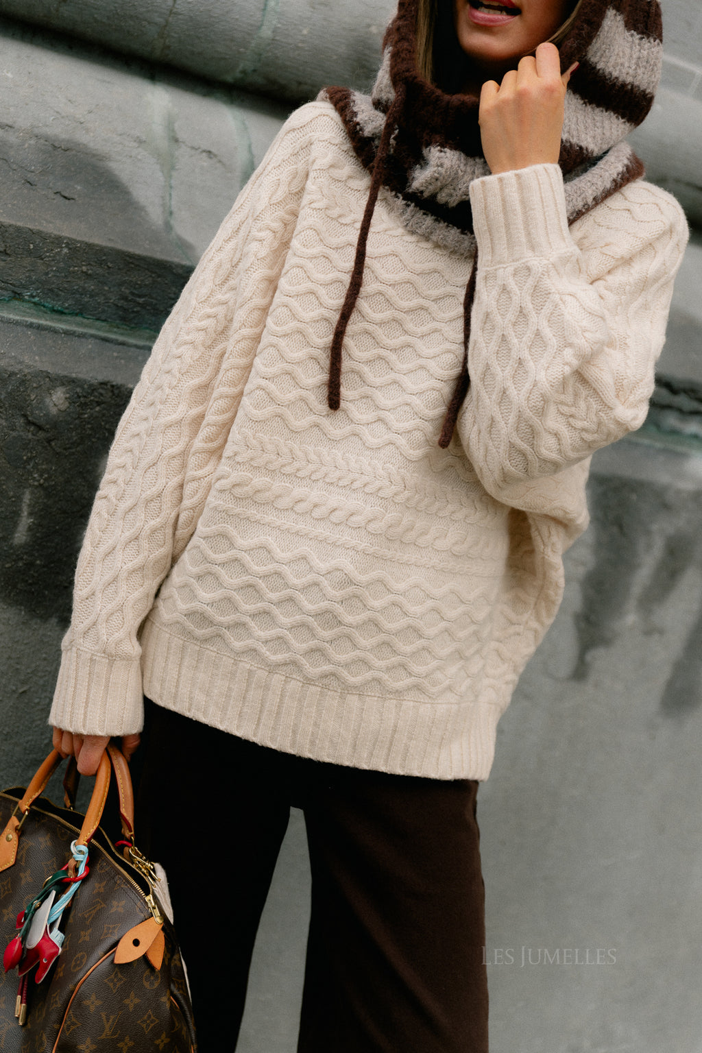 SLFNelly LS cable batsleeve knit birch
