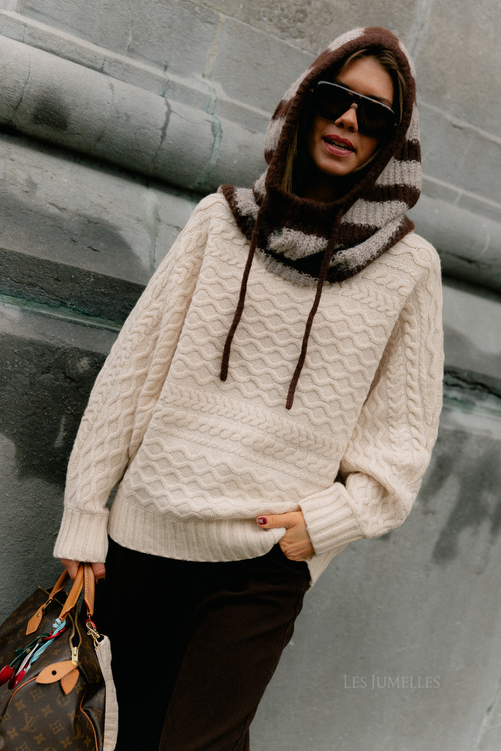 SLFNelly LS cable batsleeve knit birch