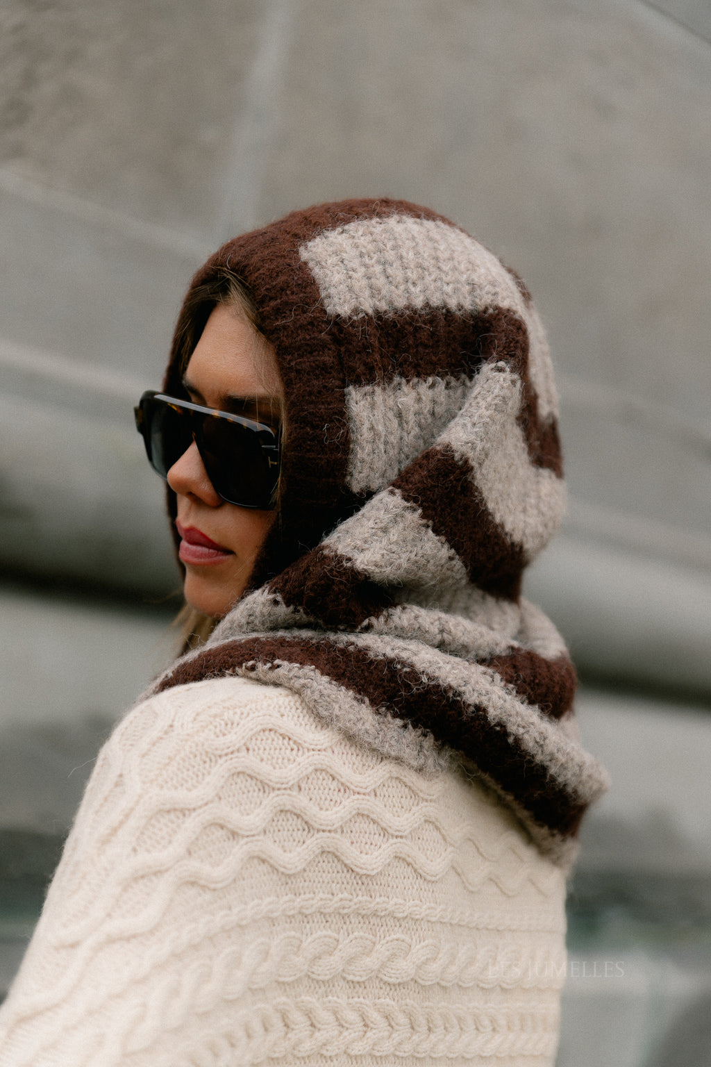 OBJMilu knit balaclava seal brown/humus